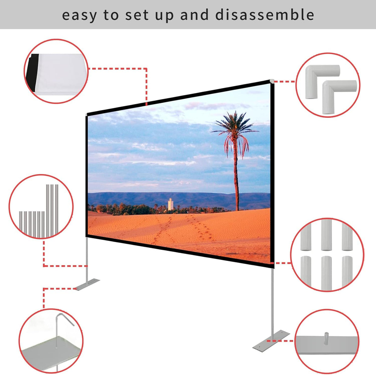120 inch Portable Projection Screen with Stand and Carry Bag W932086