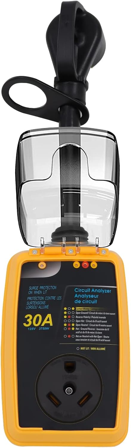 30 Amp Surge Protector with Waterproof Cover Circuit Analyzer Power Guard Pack of 2 S547