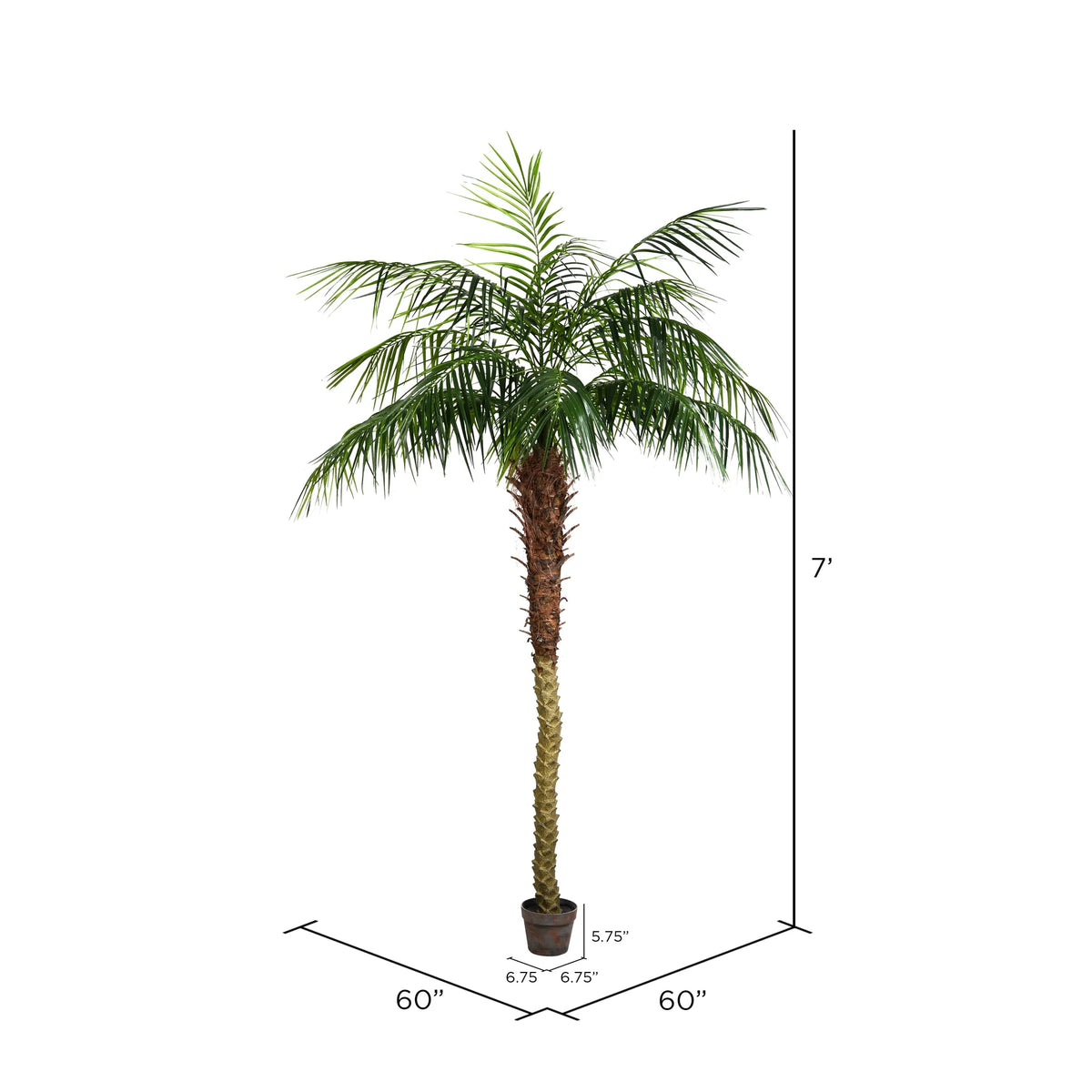 7' Artificial Potted Phoenix Palm Tree W471
