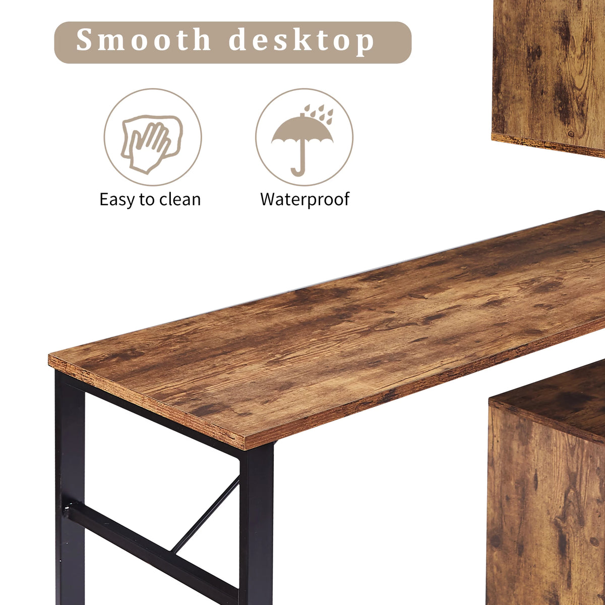 L-Shaped Corner Computer Desk with Bookshelf U92669