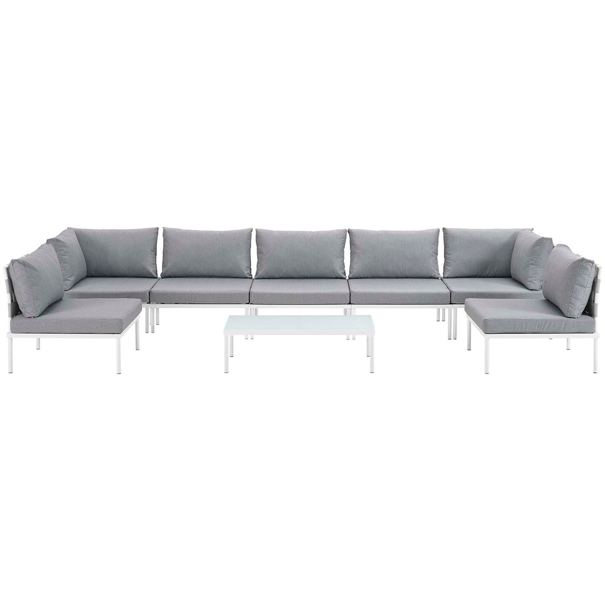 White Gray 8 Piece Outdoor Aluminum Sectional Sofa Set F383620