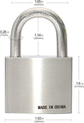 304 Stainless Steel Keyed Alike Padlocks, Pin Tumbler, 2 inch Wide Body, Pack of 4 Q1709