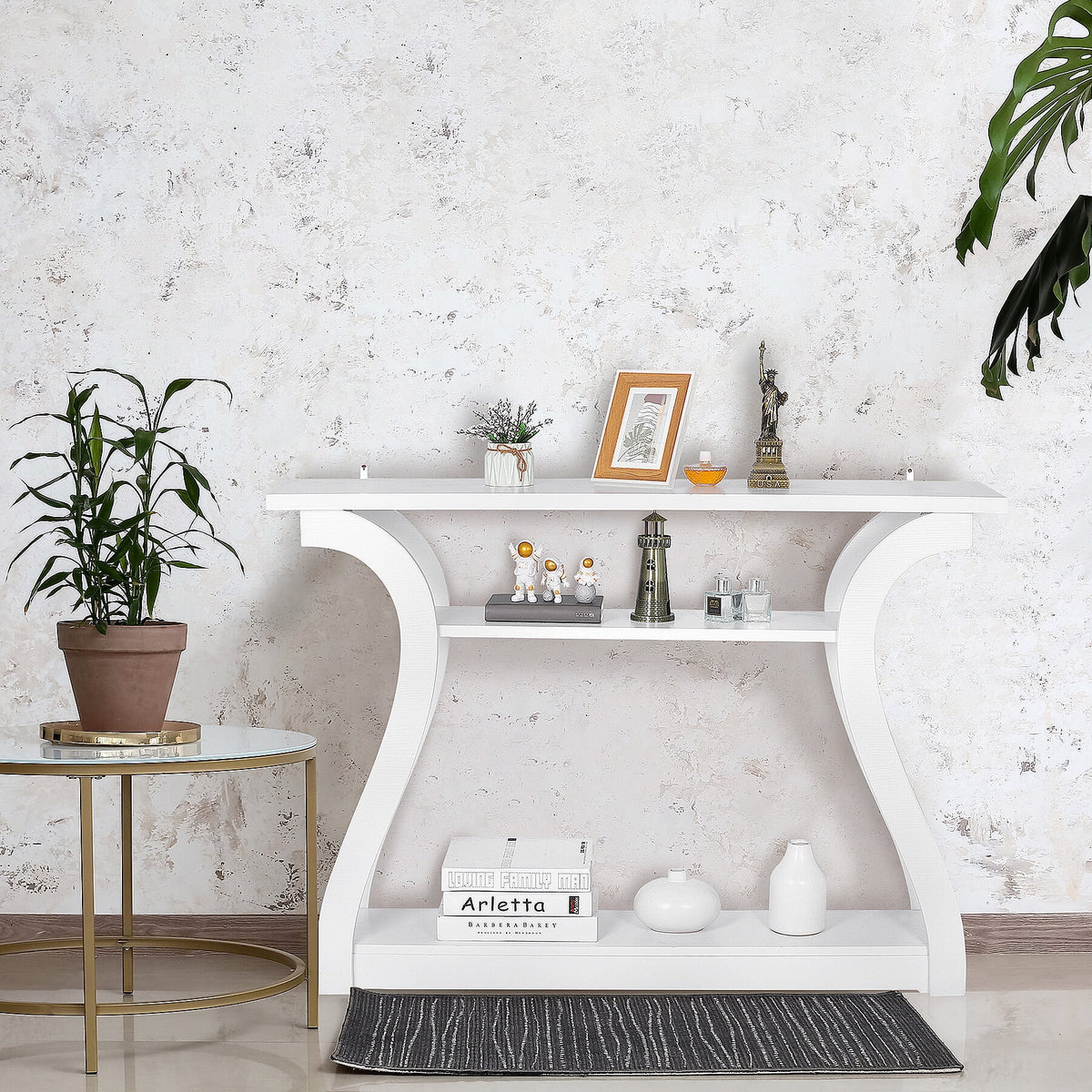 White 3 Tier Console Table C525229