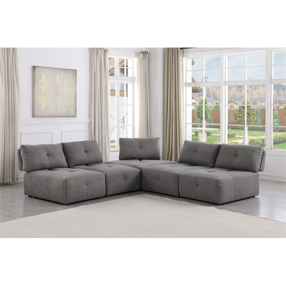 Gray Linen Fabric Corner Wedge Z769100