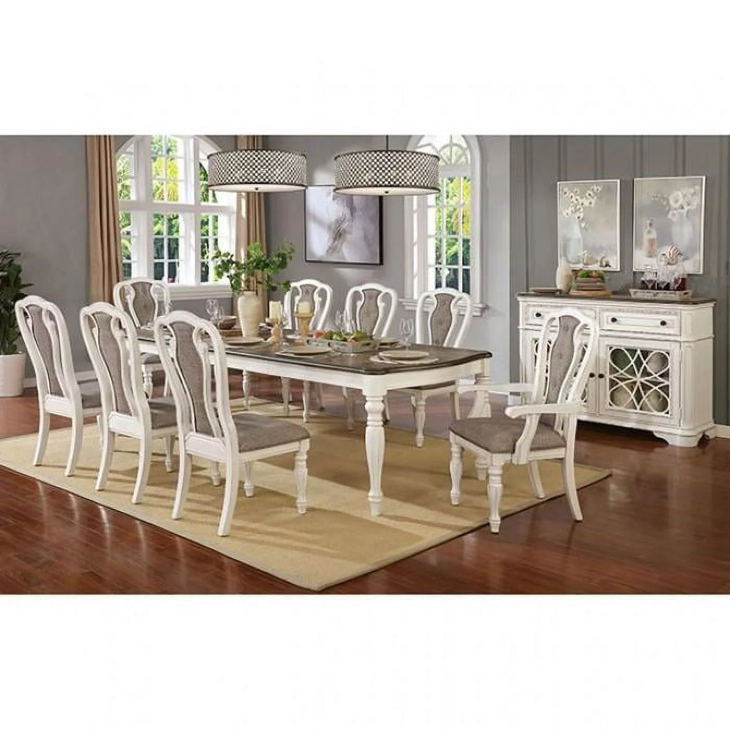 White Wash & Walnut 5pcs Dining Room Set R5652