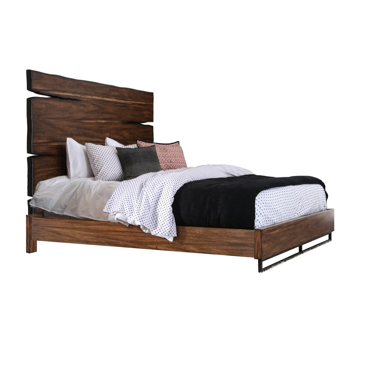 Dark Walnut & Dark Oak Solid Wood King Bedroom Set 6pcs L272
