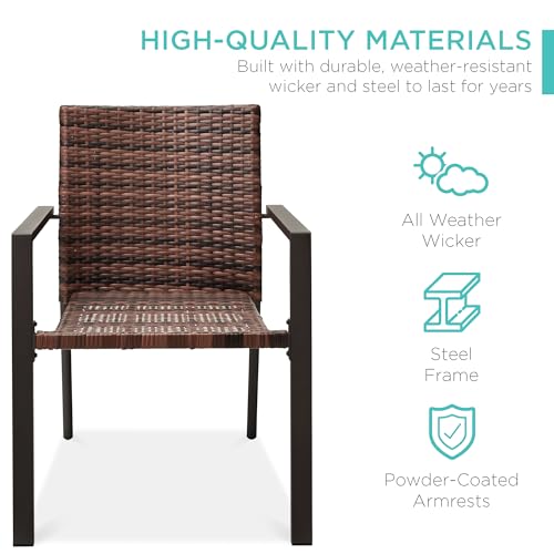 Set of 2 Stackable Outdoor Wicker Dining Chairs Black Y40355