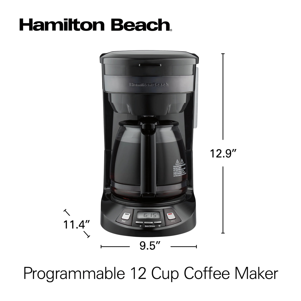Programmable Coffee Maker, 12 Cup, Black Stainless Steel W451