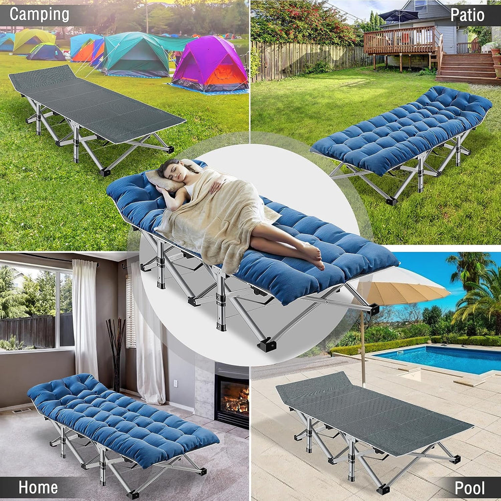 2 Pack Folding Camping Cot with Mattress and Carry Bag B44674