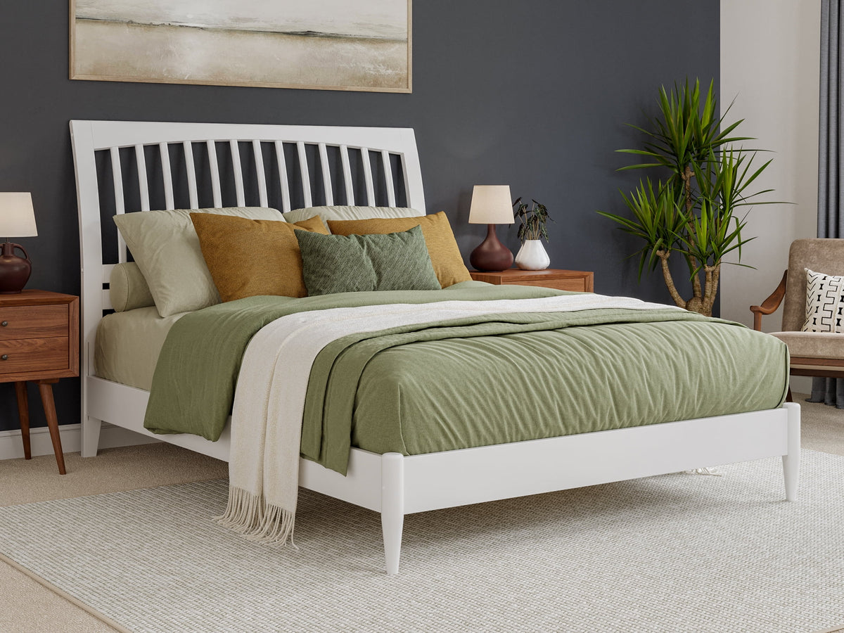 Queen Solid Wood Sleigh Platform Bed V36405