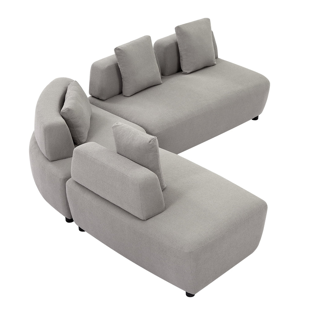 Gray 3-piece Sectional Sofa with 4 Pillows B816