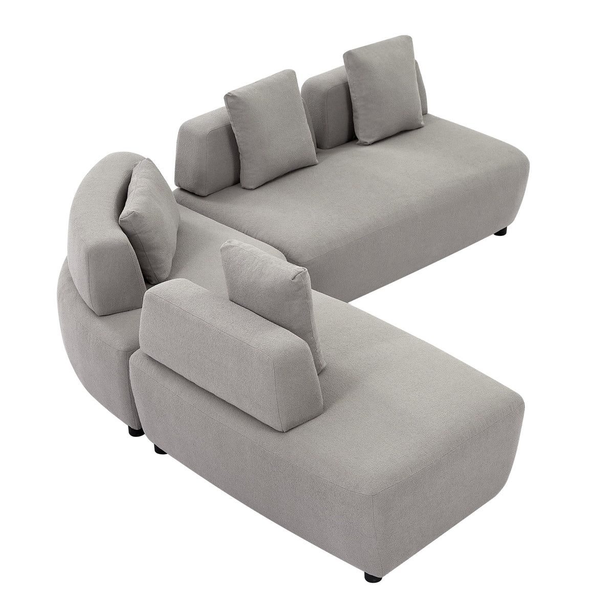 Gray 3-piece Sectional Sofa with 4 Pillows B816