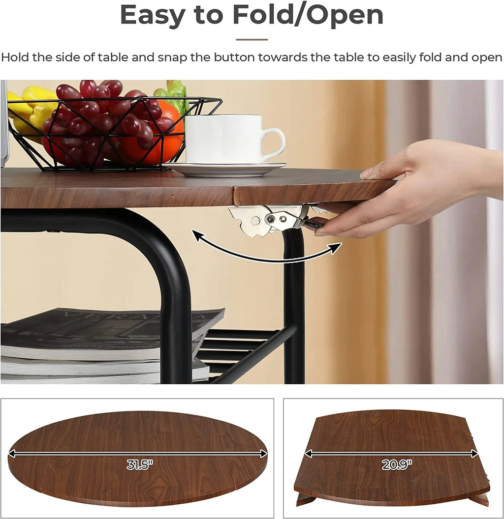 Folding Dining Table and Chairs for 2, Black & Brown I196896