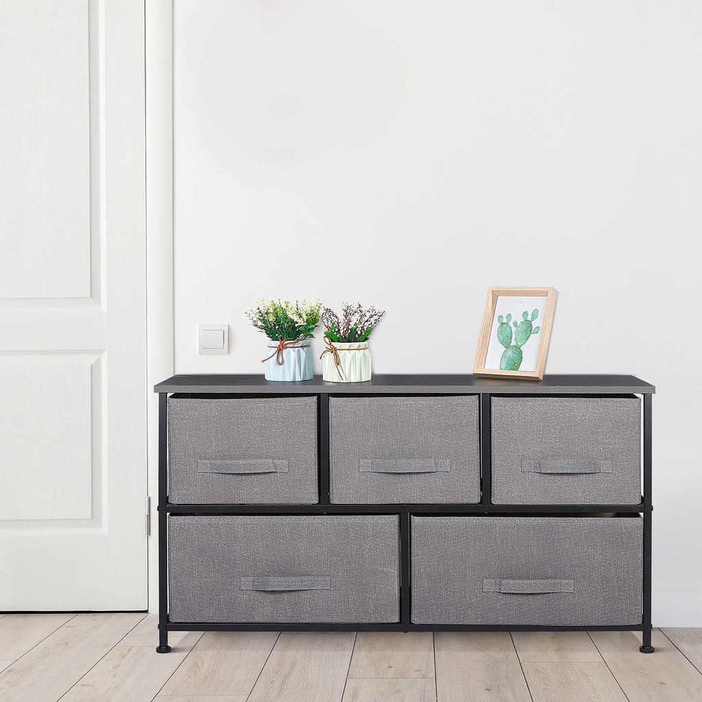 Brown 5 Drawer Fabric Dresser R815000