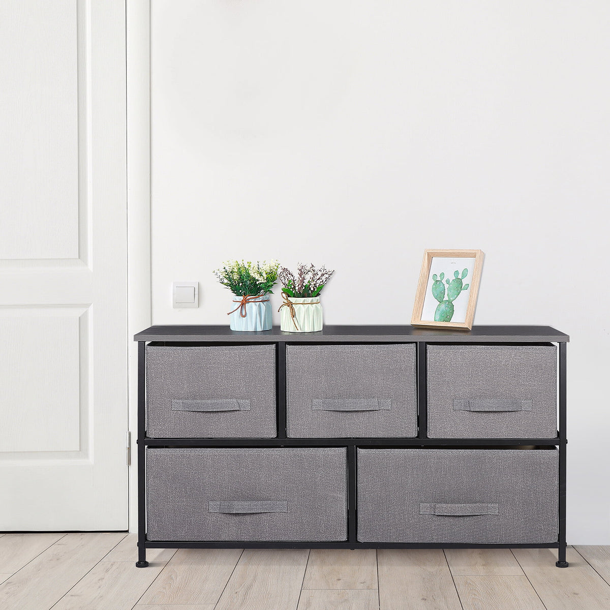 Brown 5 Drawer Fabric Dresser R815000
