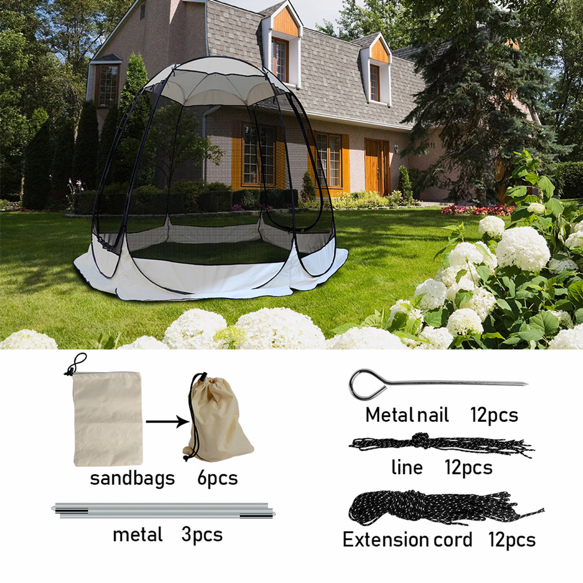 Pop Up Gazebo Tent With Screen Mesh D204365