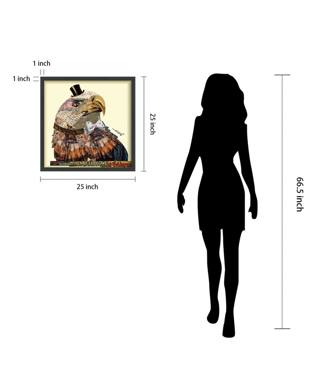 Hand Made Signed Art Collage Under Tempered Glass in Black Frame D8940