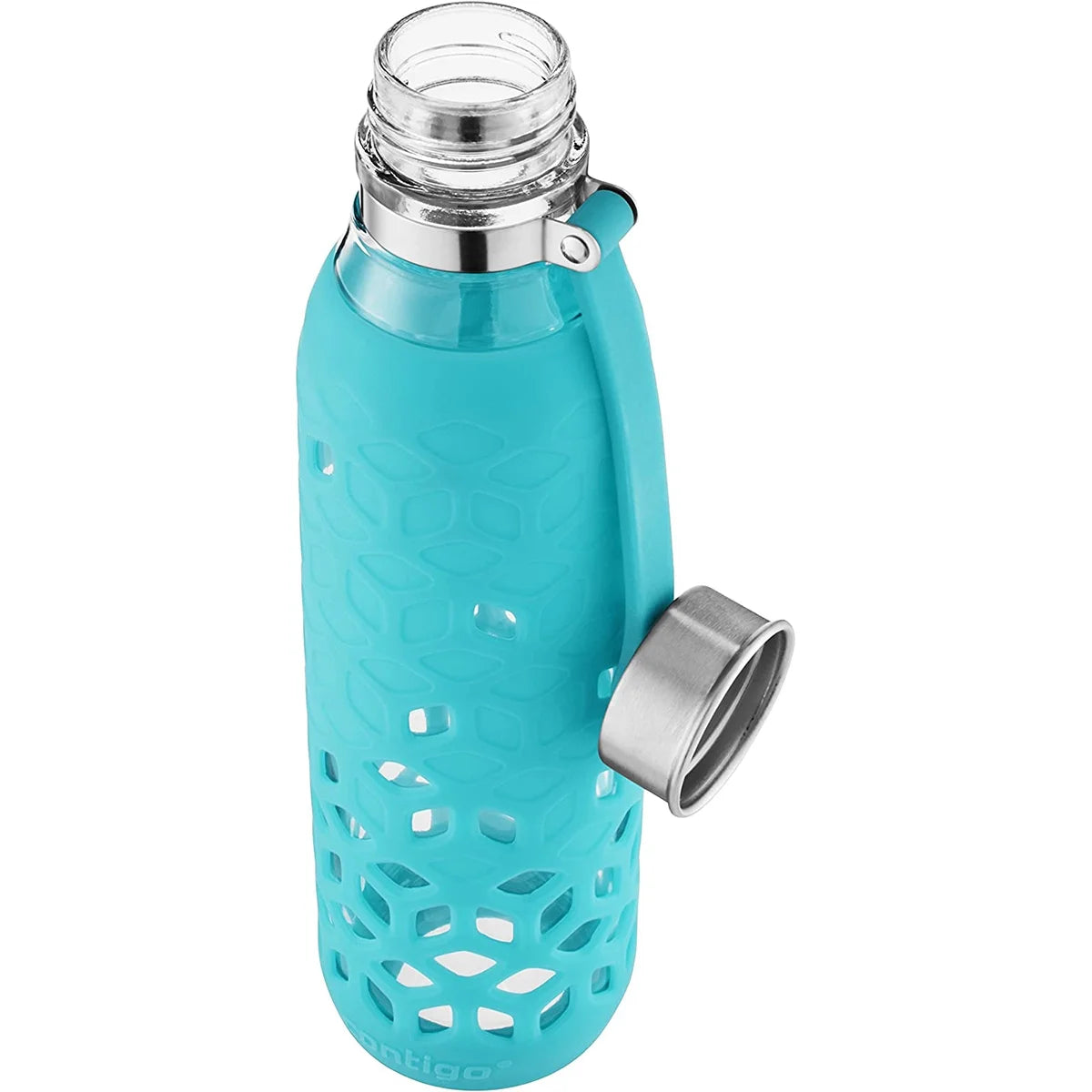 20 Ounce Glass Water Bottle with Tethered Lid V442433