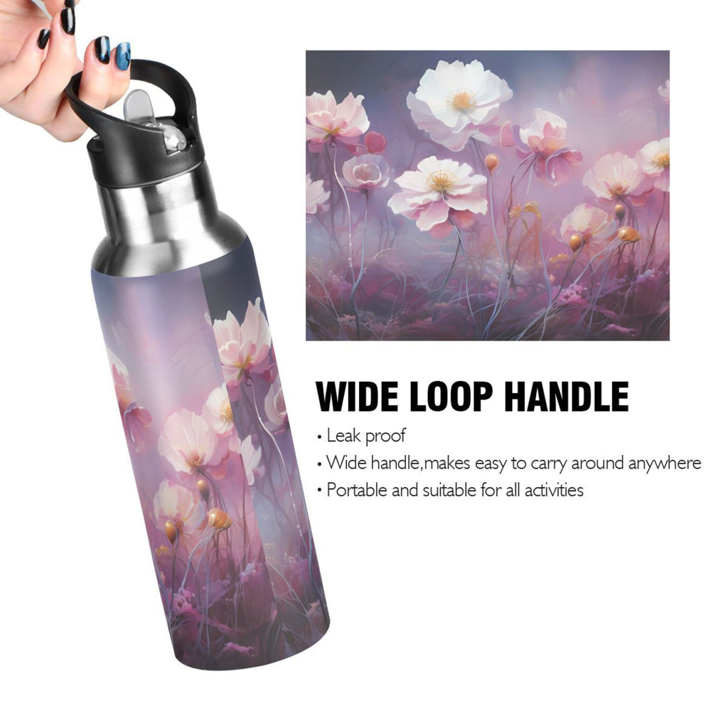 20 oz Insulated Stainless Steel Water Bottle with Straw Lid J74949