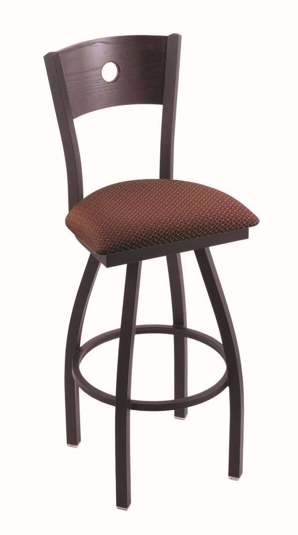 Black Wrinkle Finish Counter Stool with Axis Paprika Seat and Dark Cherry Oak Back J16456