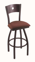 Black Wrinkle Finish Counter Stool with Axis Paprika Seat and Dark Cherry Oak Back J16456