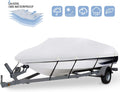 Heavy Duty 600D PU Waterproof Boat Cover, 17-19ft Trailerable Marine Grade Polyester Canvas with Tightening Strap Pack of 2 Z32898