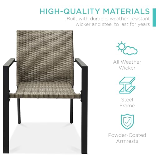 Set of 2 Stackable Outdoor Wicker Dining Chairs Black Y40355