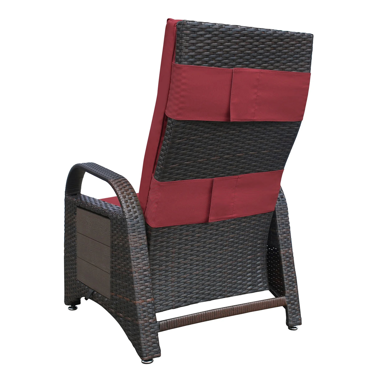 Red Rattan Reclining Armchair with Flip Table U4880