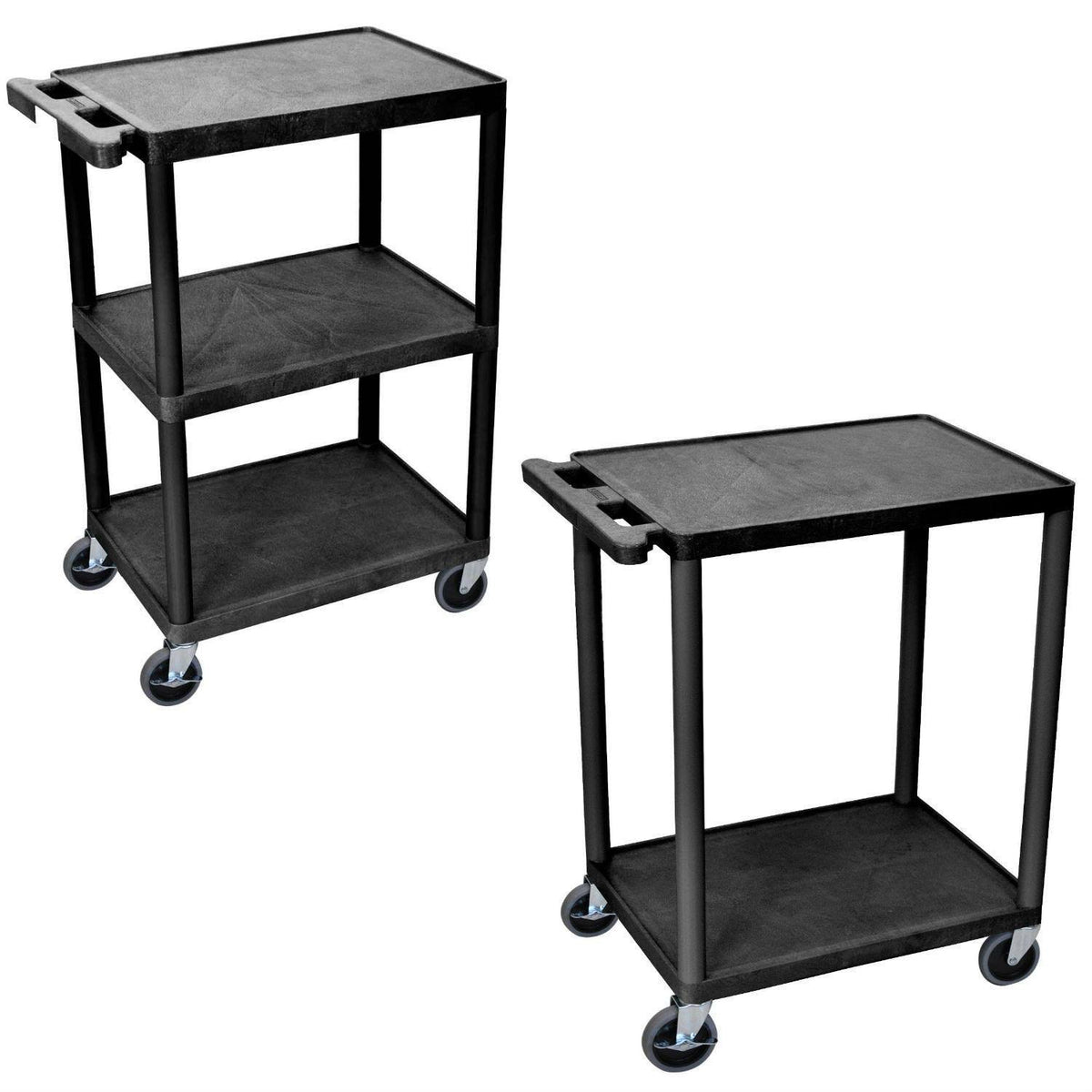 Black 3 Shelves Multipurpose Utility Cart Pack of 2 C4936