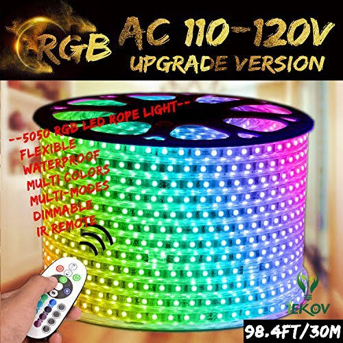 RGB LED Strip Light, Waterproof Multi Colors Dimmable SMD5050 LED Rope Light N340