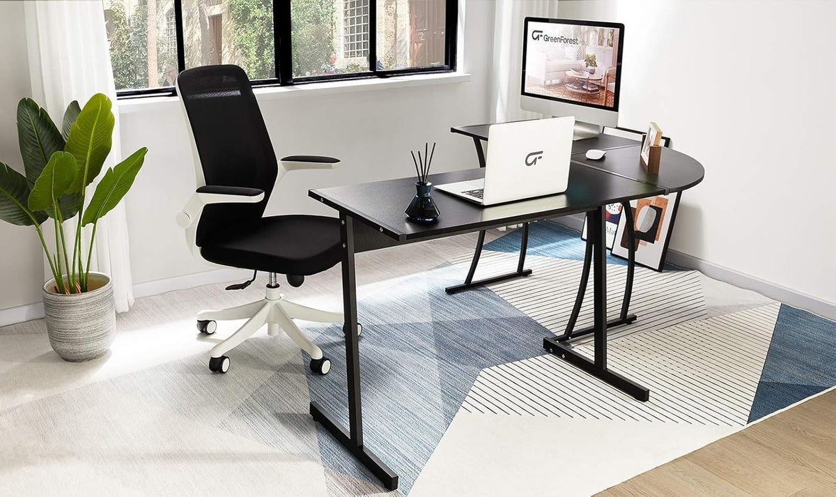 L Shaped Desk and File Cabinet with Open Storage Shelf I901379