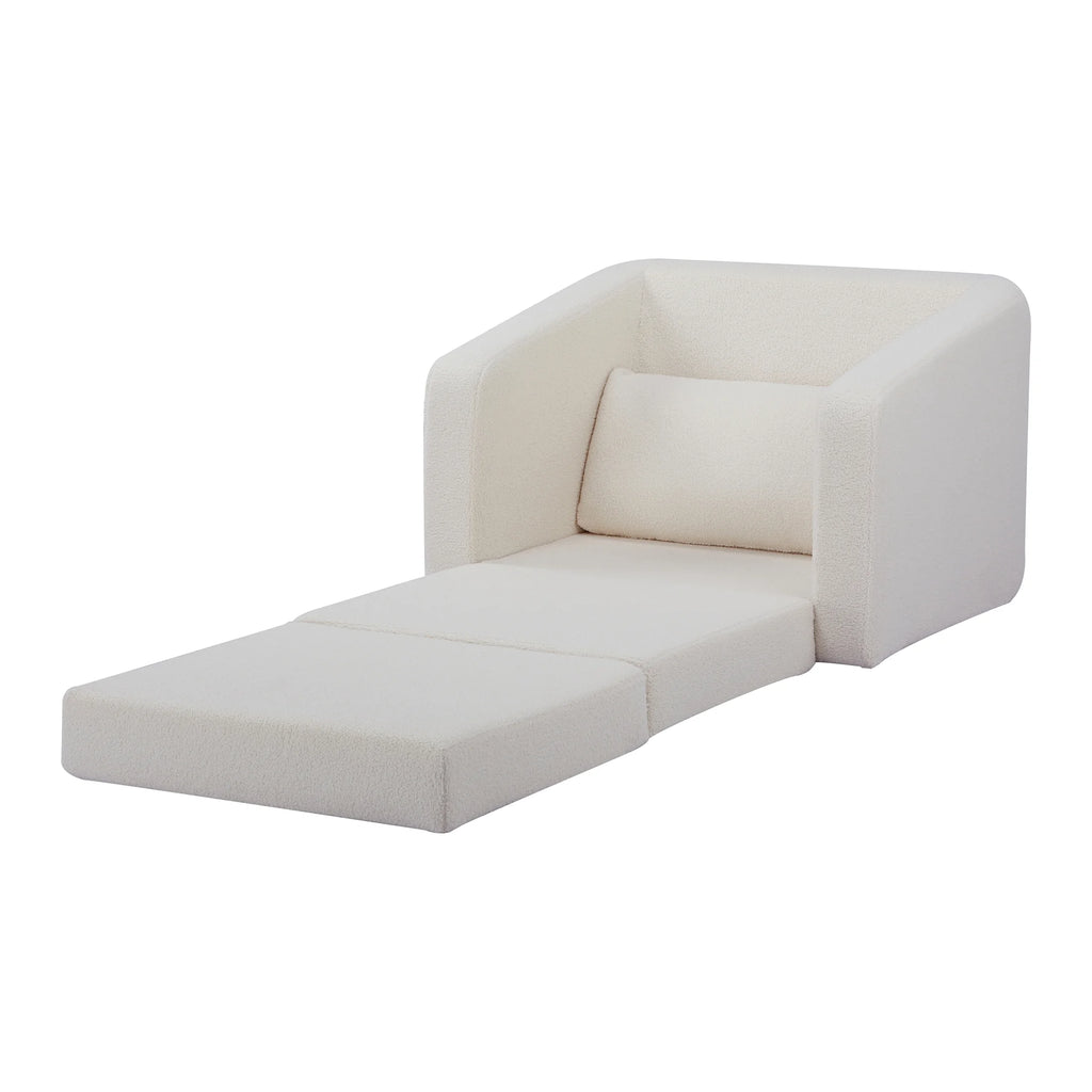 Ivory Polyester Sherpa Convertible Chair B4029
