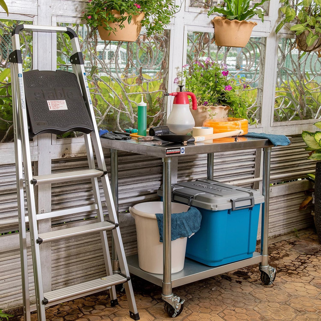 Stainless Steel 24 x 18 Inch Metal Work Table Cart with Caster Wheel L551