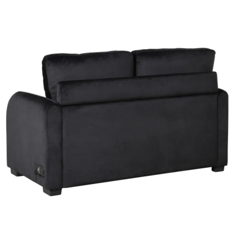 Black Pull Out Sofa Bed with USB Charging Port and Twin Size Mattress Pad X2436