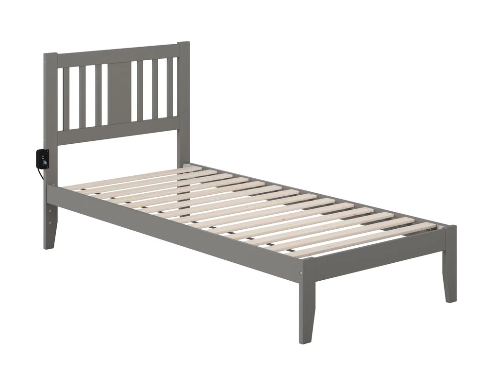 Twin Extra Long Bed with USB Charger in Grey G720531