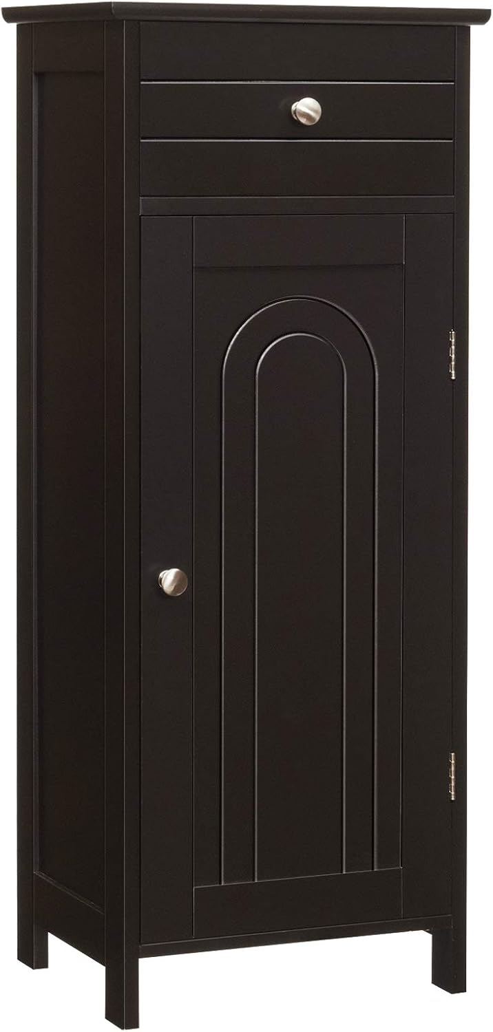 White Wooden Bathroom Floor Cabinet with Drawer and Adjustable Shelves G8352