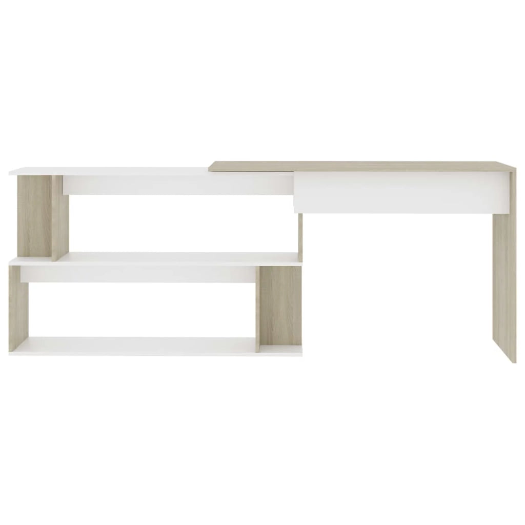 White and Sonoma Oak Corner Desk V18189