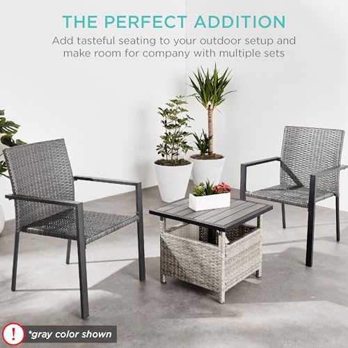 Set of 2 Stackable Outdoor Wicker Dining Chairs Black Y40355