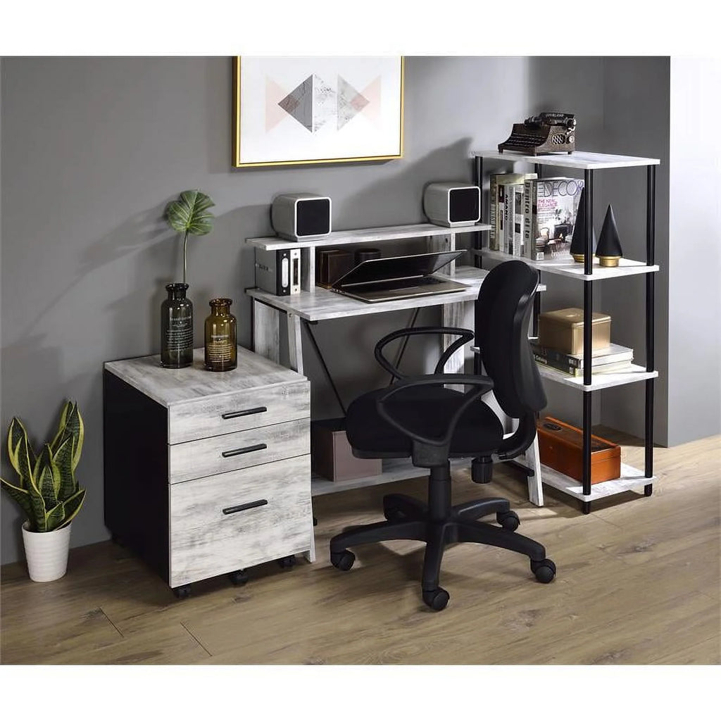 Antique White and Black Wood Writing Desk Z2315