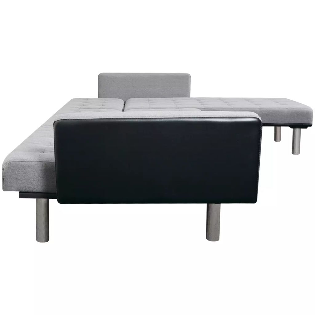 Fabric L-shaped Sofa Bed Black and Gray W529017