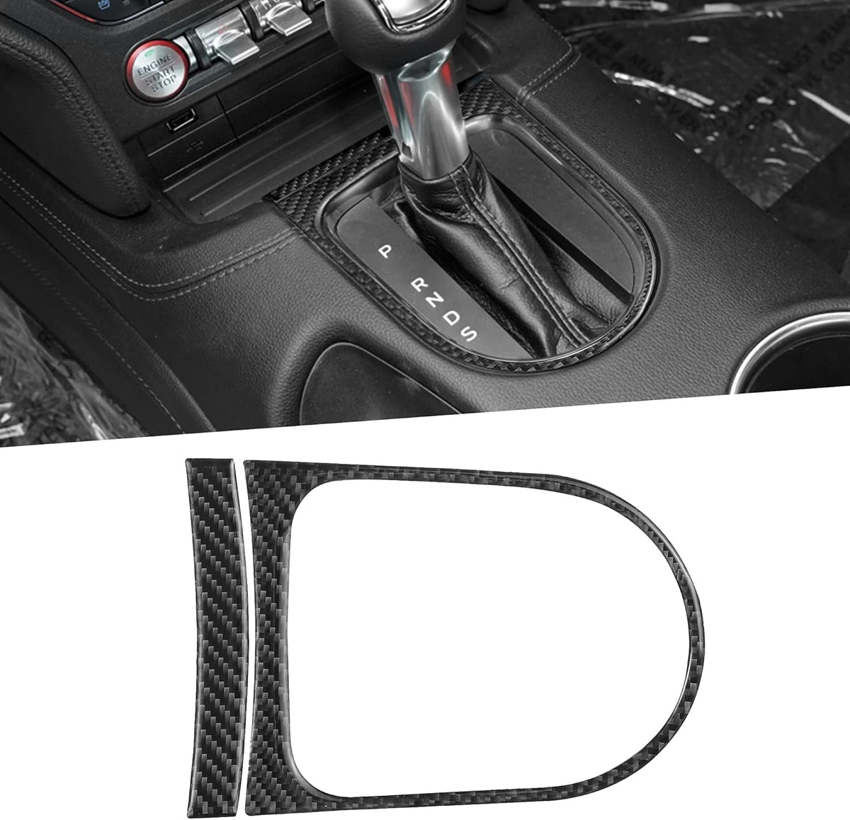 Carbon Fiber Center Console Gear Shift Frame Cover Trim Stickers 4Pcs D5261