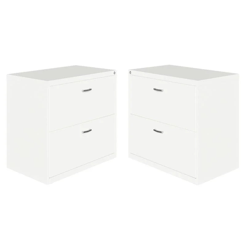 White 2 Drawer Metal Filing Cabinet Set of 2 Y291