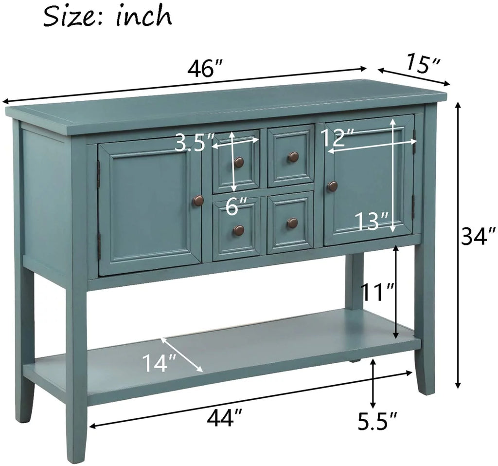 Console Table with Storage Drawers Cabinets and Bottom Shelf B800953