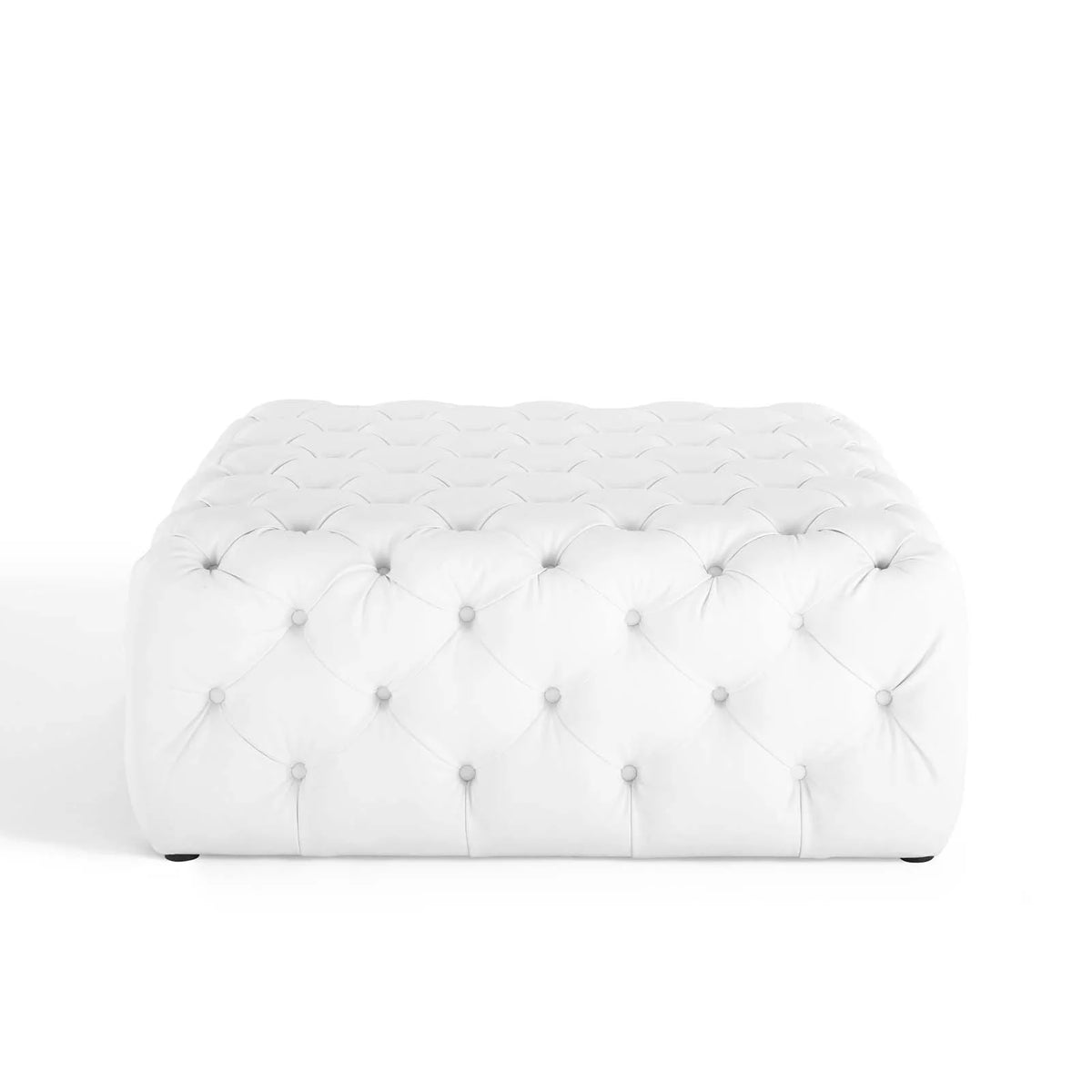White Faux Leather Tufted Accent Chair Ottoman E3352