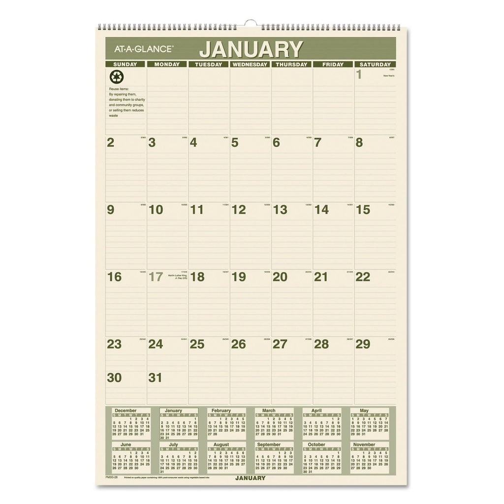 Recycled Monthly Wall Calendar X36395