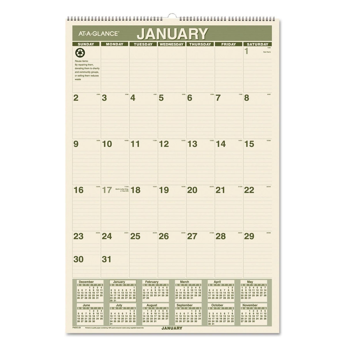 Recycled Monthly Wall Calendar X36395