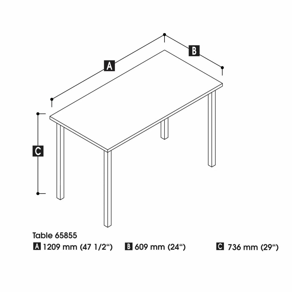 48W Table Desk with Square Metal Legs V696