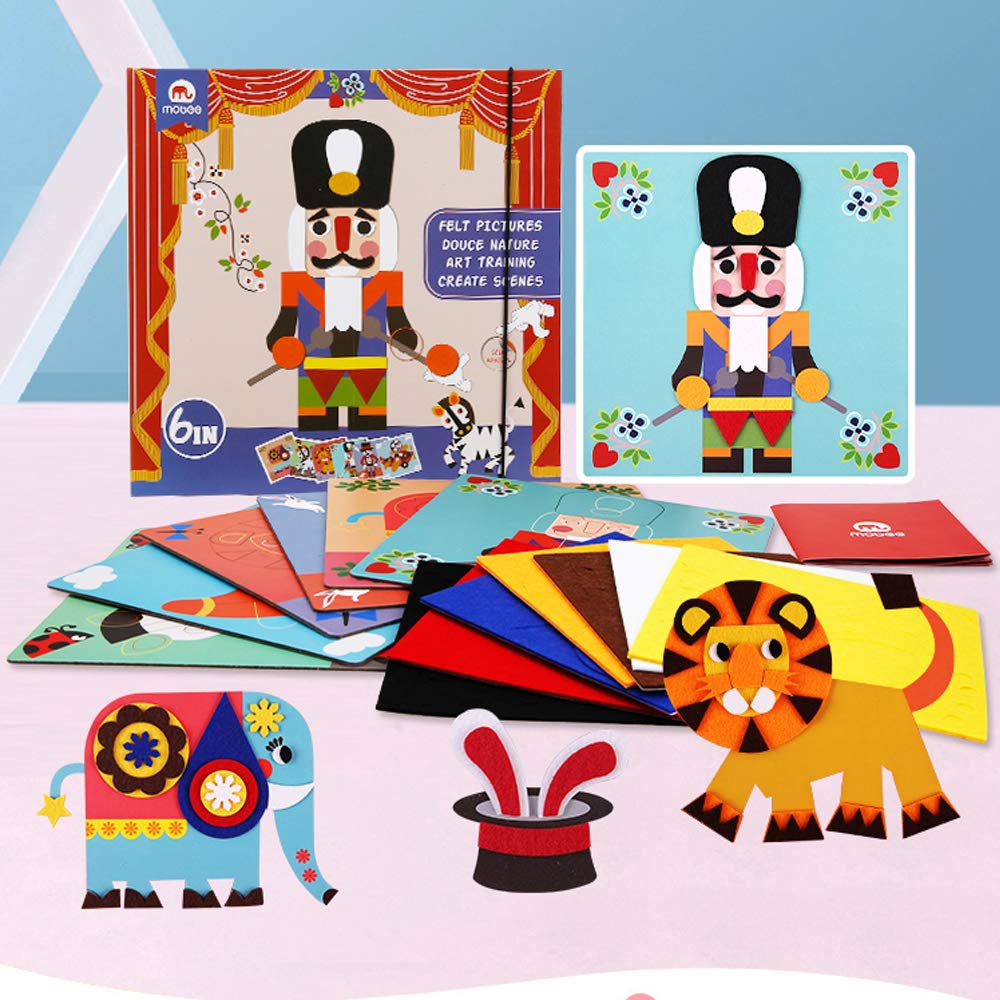 Fuzzy Felt Picture Sticky Mosaics 6 Templates Art Kits P857068