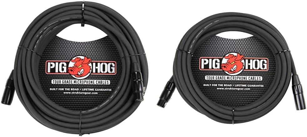 Black 8mm XLR Microphone Cable, 50 Feet, Pack of 2 M93504