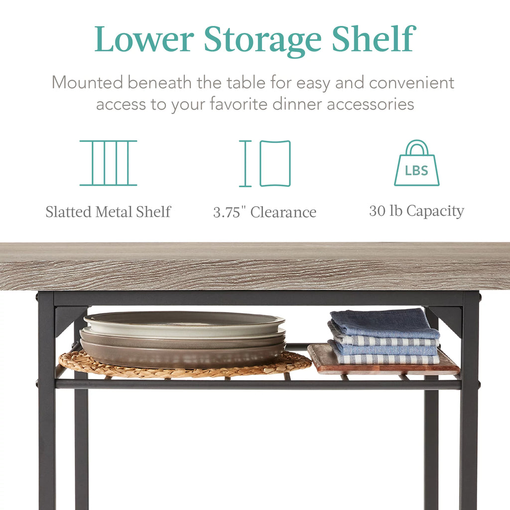 3-Piece Dining Set with Steel Frame and Storage Rack M49075